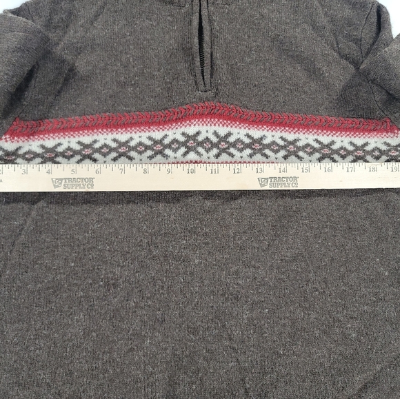 VTG J Crew Sweater Mens Medium Brown Fair Isle 100% Lambs Wool 1/4 Zip Pullover - Picture 6 of 10